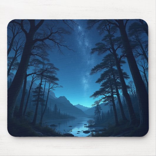 Nachthimmel im Wald Mousepad (Vorne)