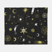Nachthimmel: kosmisches nahtloses Muster. Fleecedecke (Vorderseite (Horizontal))