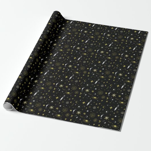 Nachthimmel: kosmisches nahtloses Muster. Geschenkpapier (Ungerollt)