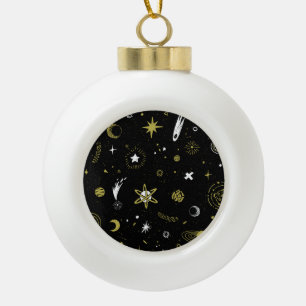Nachthimmel: kosmisches nahtloses Muster. Keramik Kugel-Ornament
