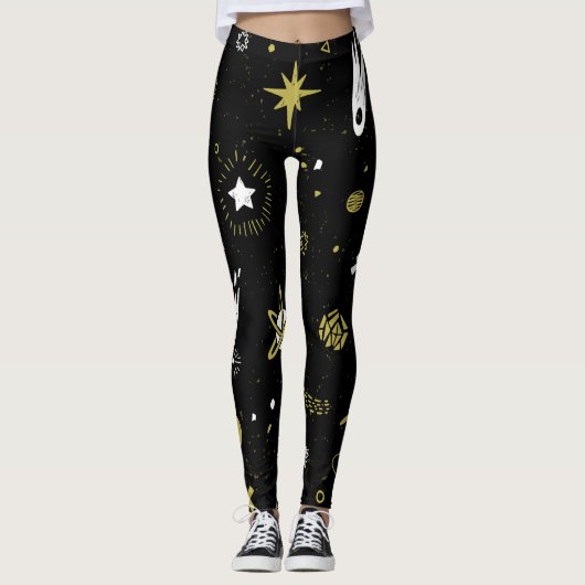 Nachthimmel: kosmisches nahtloses Muster. Leggings (Vorderseite)