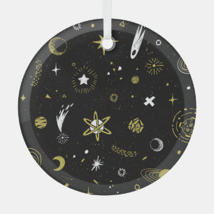 Nachthimmel: kosmisches nahtloses Muster. Ornament Aus Glas
