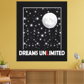 Nachthimmel mit Mond und Sternen mit Träumen Zitat Leinwanddruck (Insitu (Wohnzimmer))