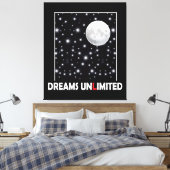 Nachthimmel mit Mond und Sternen mit Träumen Zitat Leinwanddruck (Insitu (Schlafzimmer))