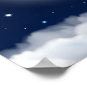 Nachthimmel mit Mondsternwolken Poster (Ecke)