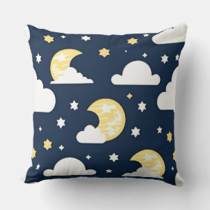 Nachthimmel mit Sternen, Mond und Wolken Kissen