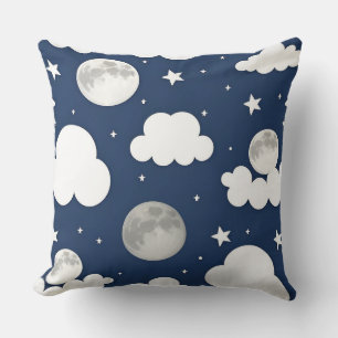 Nachthimmel mit Sternen, Mond und Wolken Kissen