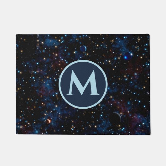 Nachthimmel mit Sternen und Planeten personalisier Fußmatte (Vorderseite)