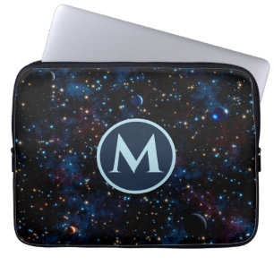 Nachthimmel mit Sternen und Planeten personalisier Laptopschutzhülle