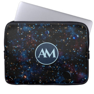 Nachthimmel mit Sternen und Planeten personalisier Laptopschutzhülle