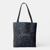 Nachthimmel mit Sternen und Planeten personalisier Tasche (Rückseite)