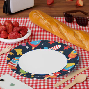 Nachthimmel mit Sternen und Popsicles Design Pappteller