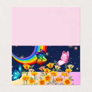 Nachthimmel, Regenbogen, Schmetterlinge und Blume