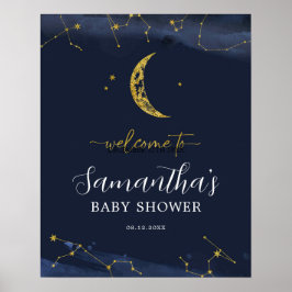 Nachthimmel über dem Mond Baby Dusche Begrüßungsze Poster