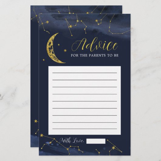 Nachthimmel über dem Mond Babyduschkarte (Vorne/Hinten)