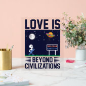 Nachthimmel und Weltraum mit Alien und Raumsonde Acrylschild (Hochzeit)