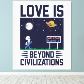 Nachthimmel und Weltraum mit Alien und Raumsonde Leinwanddruck (Insitu (Holzboden))