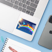 Nachthimmel, zwei Vögel, Schmetterlinge und ein Re Aufkleber (Laptop mit iPhone)