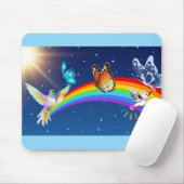 Nachthimmel, zwei Vögel, Schmetterlinge und ein Re Mousepad (Mit Mouse)