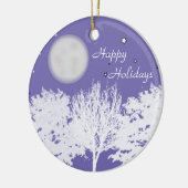 Nachthimmelmond und Sternenbäume Silhouette Art Keramik Ornament (Links)