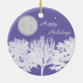 Nachthimmelmond und Sternenbäume Silhouette Art Keramik Ornament (Hinten)