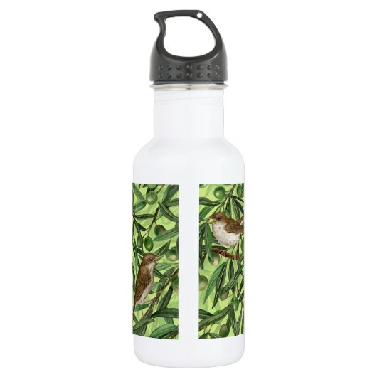 Nachtigales im Olivenbaum 2 Edelstahlflasche (Rückseite)