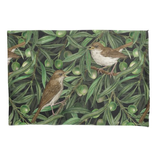 Nachtigales im Olivenbaum 3 Kissenbezug (Vorderseite-Links)