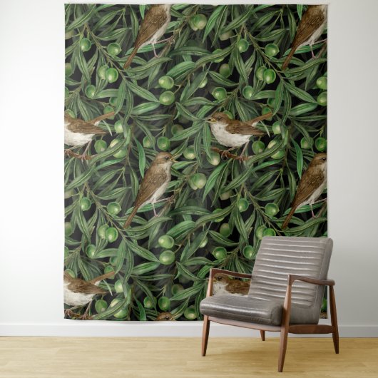 Nachtigales im Olivenbaum 3 Wandteppich (Beispiel)
