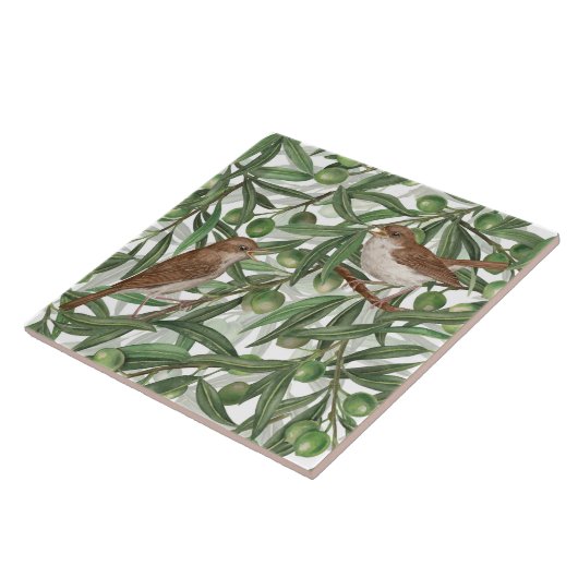 Nachtigales im Olivenbaum Fliese (Seite)