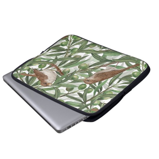 Nachtigales im Olivenbaum Laptopschutzhülle (Vorne Knopf)