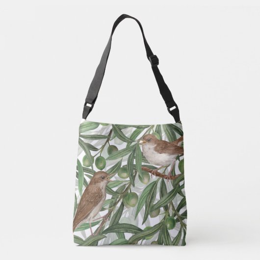 Nachtigales im Olivenbaum Tragetaschen Mit Langen Trägern (Rückseite)