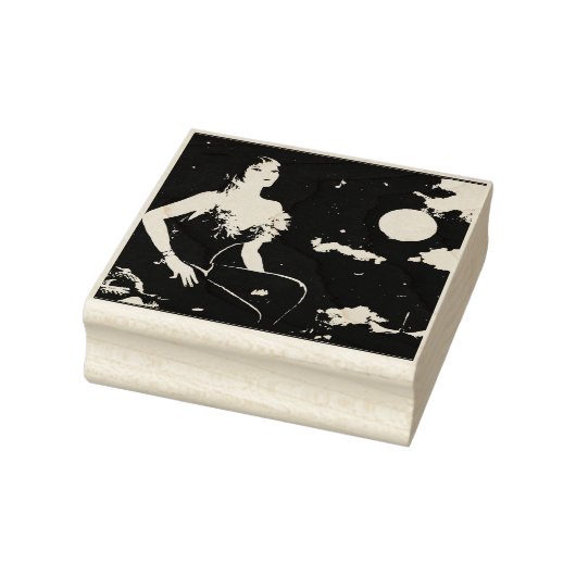 Nachtigall auf dem Dach von Paris Gummistempel (Stempel)