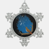 Nachtigall Schneeflocken Zinn-Ornament (Vorderseite)
