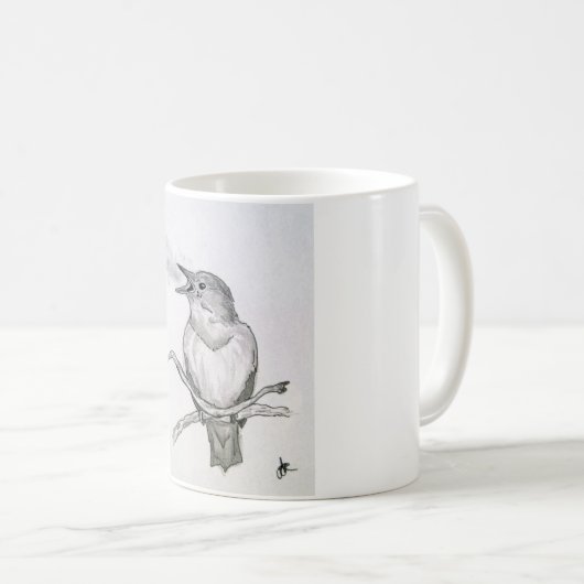 Nachtigall-Skizze-Tasse Kaffeetasse (VorderseiteRechts)