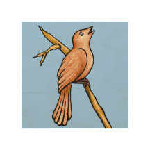 Nachtigall-Vogel-Illustration auf Blau