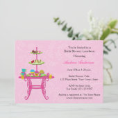 Nachtisch-Tabelle, Rosa, Brautparty-Einladung Einladung (Stehend Vorderseite)