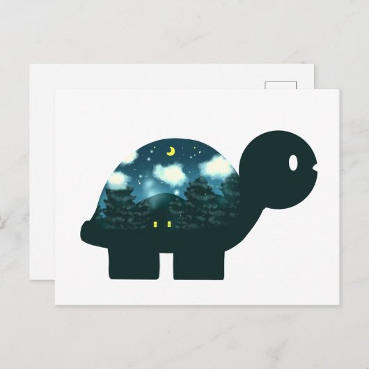 Nachtkabine in der Waldschildkröte Postkarte (Vorne/Hinten)