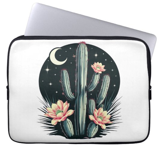 Nachtkaktus Blossom Laptopschutzhülle (Vorderseite)