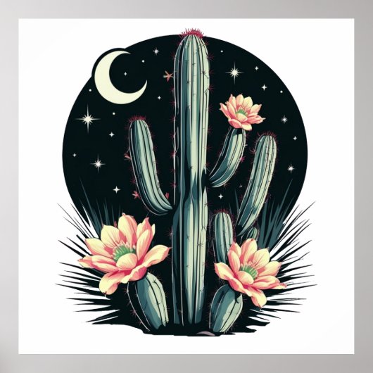 Nachtkaktus Blossom Poster (Vorne)