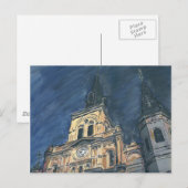 Nachtkathedrale, französisches Viertel Postkarte (Vorne/Hinten)