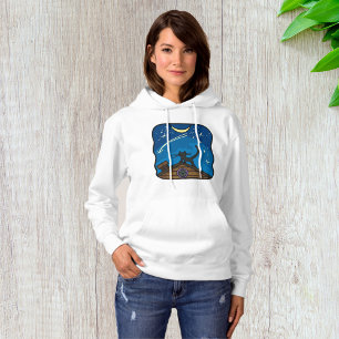 Nachtkatze auf einem Dach Hoodie