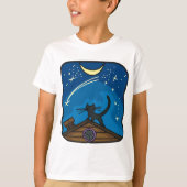 Nachtkatze auf einem Dach T-Shirt (Vorderseite)