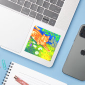 Nachtkatze Aufkleber (Laptop mit iPhone)