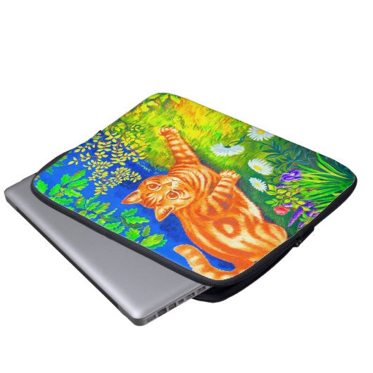 Nachtkatze Laptopschutzhülle (Vorne Knopf)