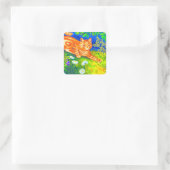 Nachtkatze Quadratischer Aufkleber (Tasche)