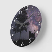 Nachtkatze Runde Wanduhr (Winkel)