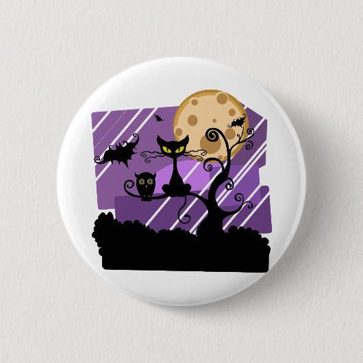 Nachtkatzenbaum des Halloween-Mondes Außenwaschbec Button (Vorderseite)