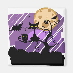 Nachtkatzenbaum des Halloween-Mondes Außenwaschbec Magnet