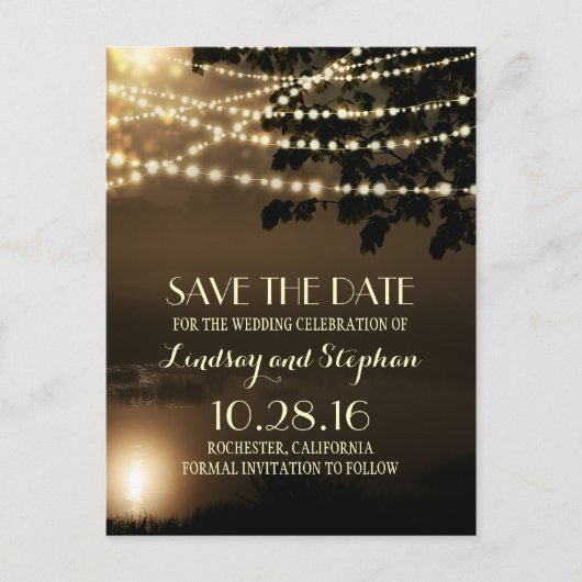 Nachtkerzenleuchten elegant Save the Date Postkart Ankündigungspostkarte (Vorderseite)