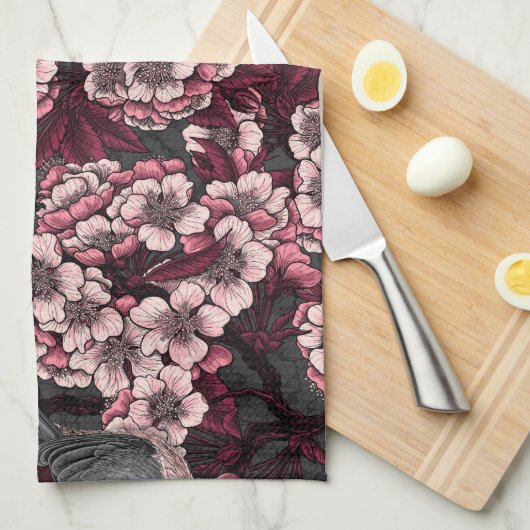 Nachtkirschgarten Geschirrtuch (Viertel Falte)